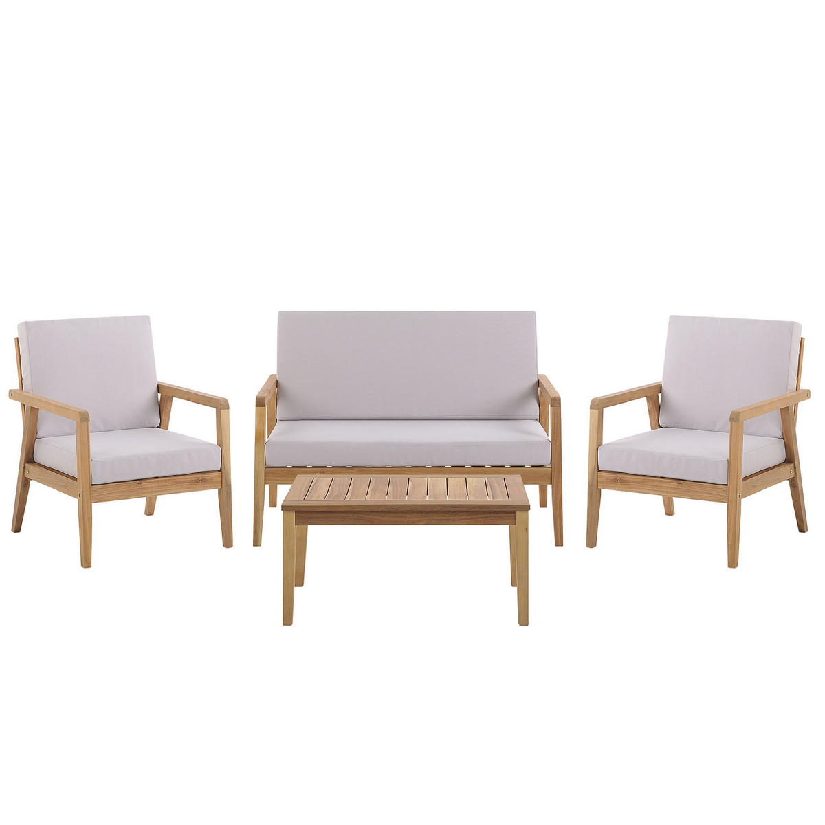LOUNGE SET 4-Sitzer Hellbraun Auflagen grau Pallano - Hellbraun/Grau, Holz - Beliani