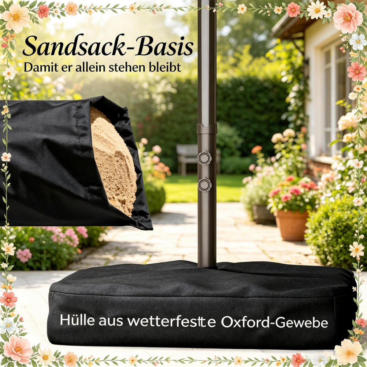 SONNENSCHIRM Rechteckig Stahl 455x265cm Khaki Kurbel Winddach - Hellbraun, Textil (265/455cm) - Raelunyi