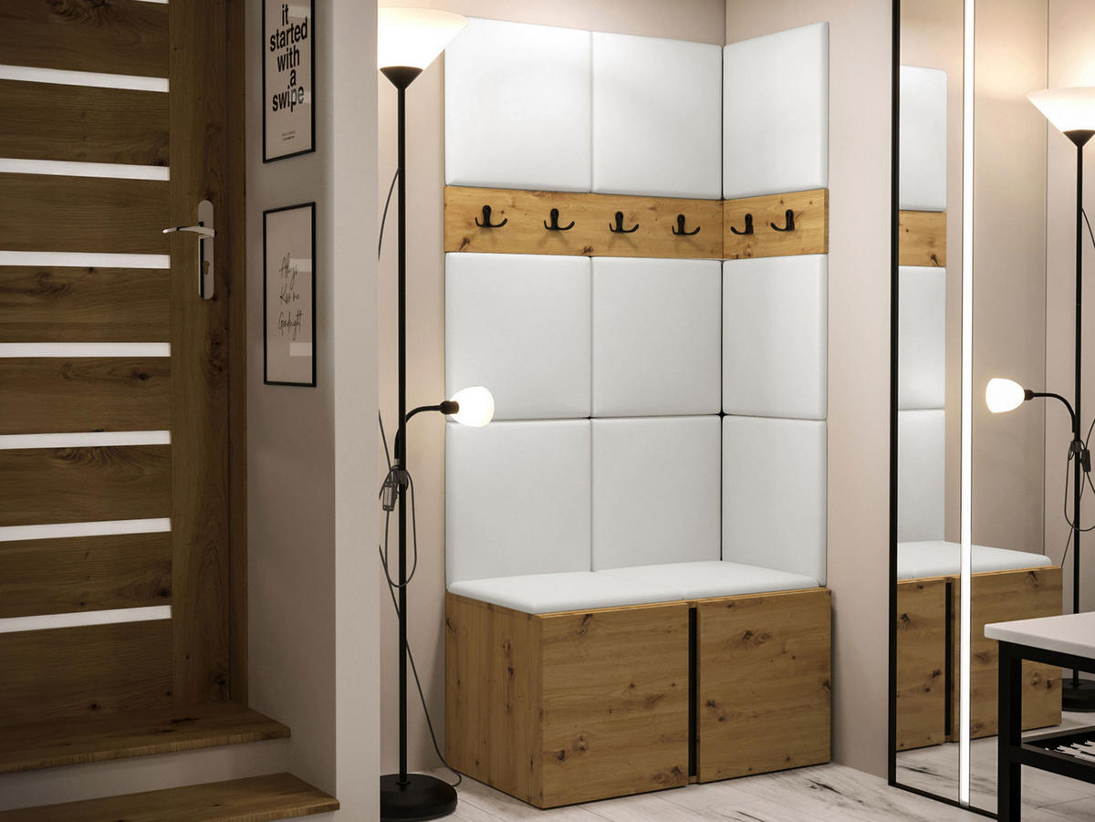 GARDEROBEN-SET Orion I - Eiche Artisan/Weiß, Holzwerkstoff/Kunststoff (84/186/46cm) - MIRJAN24