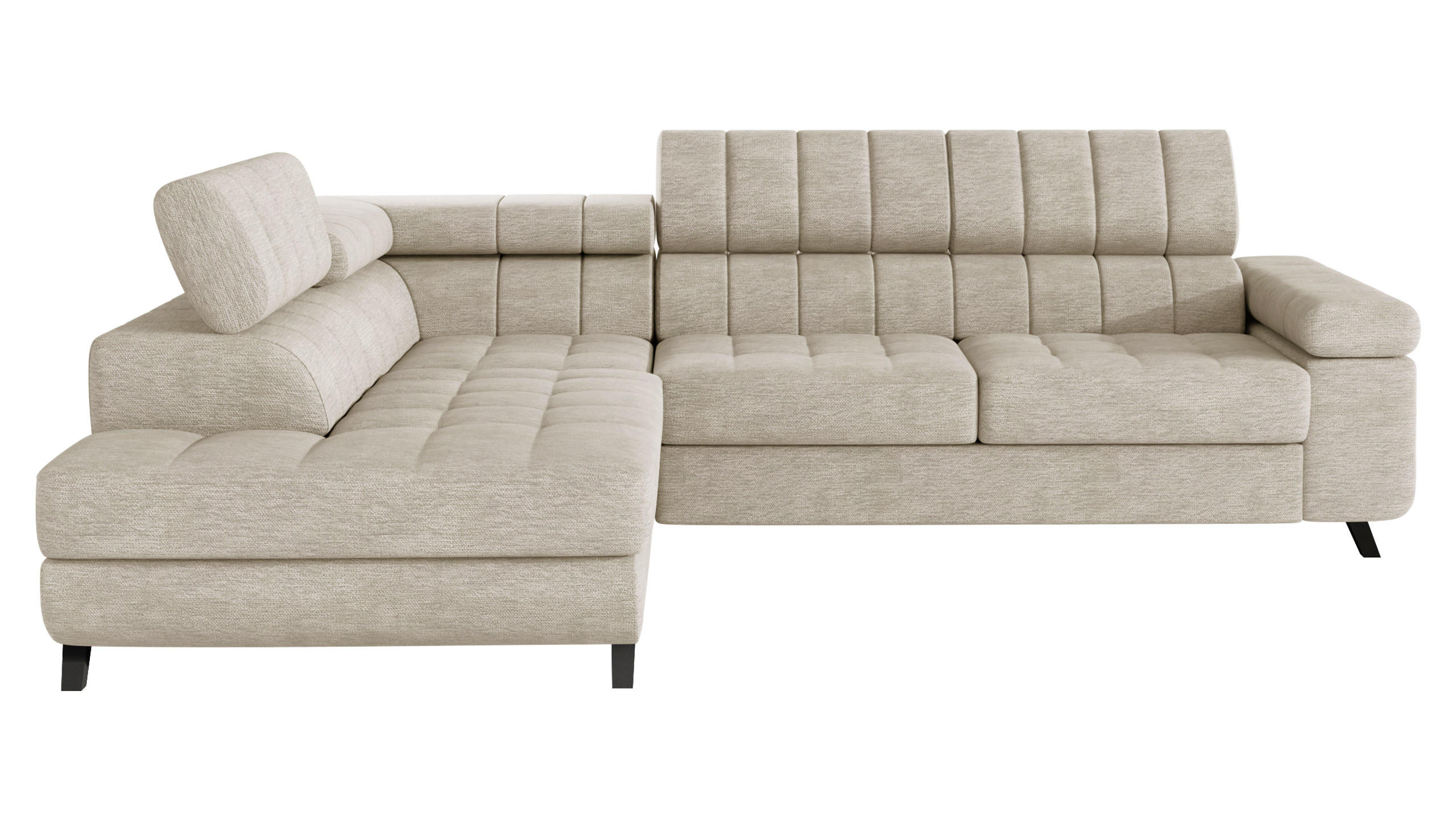 ECKSOFA Nord, Seite: Links - Champagner/Schwarz, Holz/Textil (264/203cm) - MIRJAN24