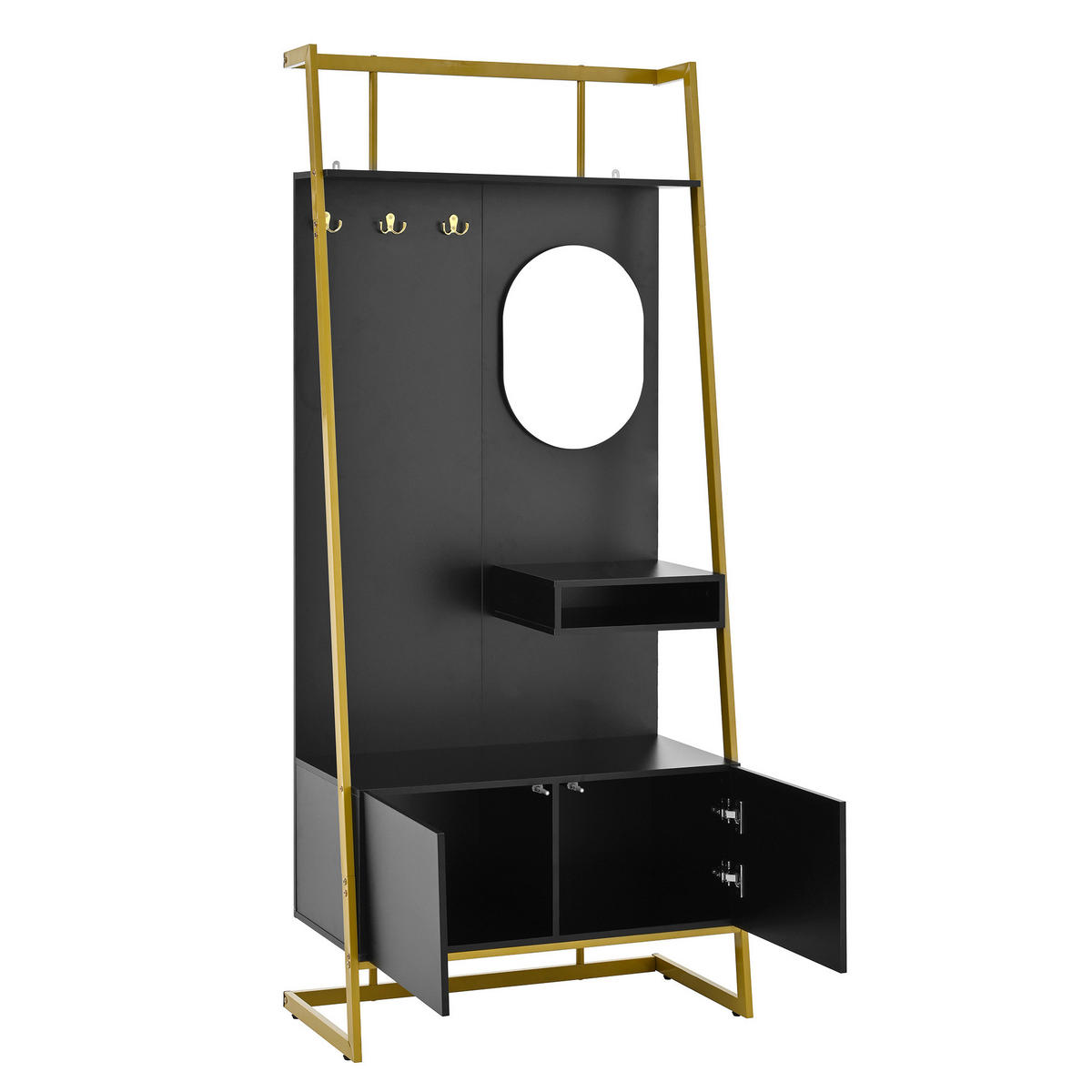 KOMPAKTGARDEROBE 78/38,5/180,5 cm aus Holzwerkstoff und Metall mit Spiegel und Schuhschrank Schwarz - Schwarz, Holzwerkstoff (78/180.5/38.5cm) - Modenvie