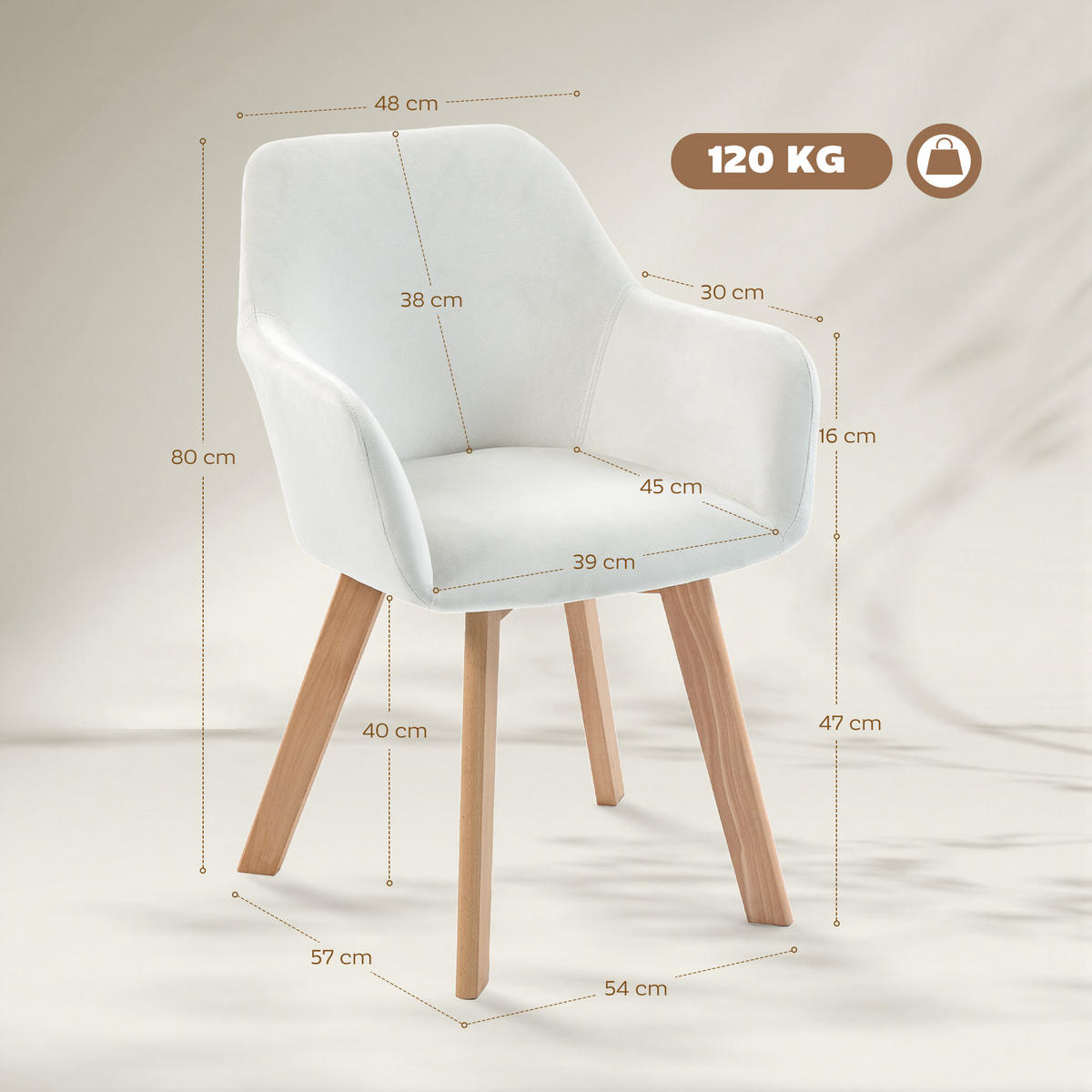 STÜHLE Creme 2 Stück - Creme, Textil (54/80/57cm) - GiPP