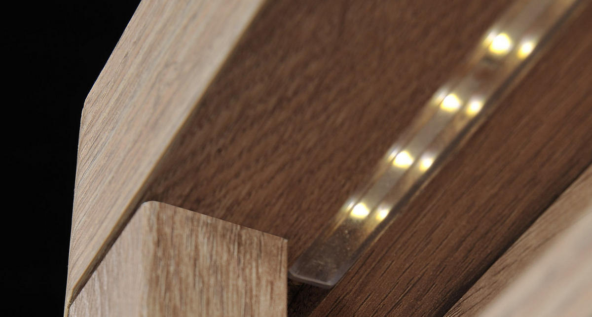 KOMMODE Livinio Ribbeck Eiche / weiß Hochglanz 144 / 40,5 / 97,5cm - Weiß Hochglanz/Eichefarben, Holz/Holzwerkstoff (144/98/41cm) - Feldmann-Wohnen