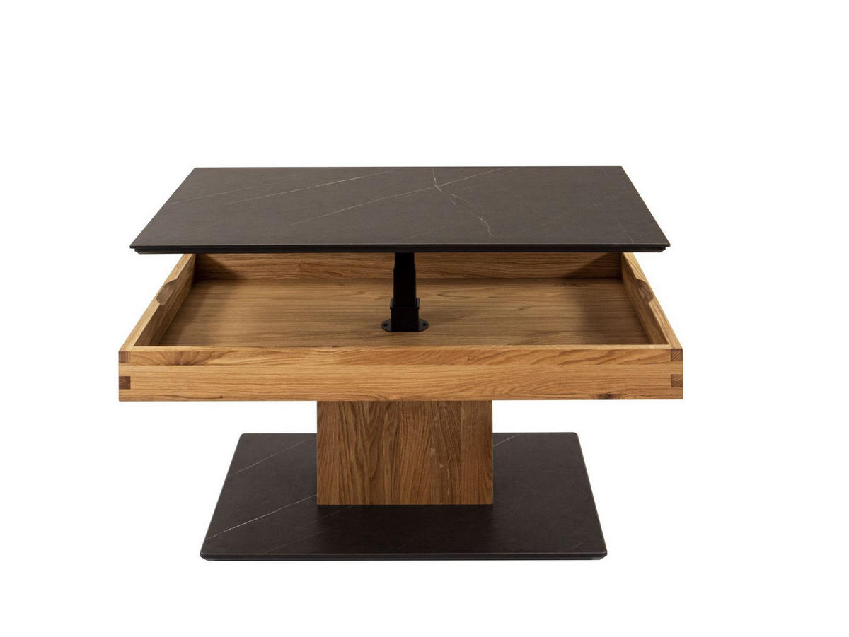 FUNKTIONSTISCH Celestia 90x60x45 höhenverstellbar Wildeiche/Marmara Nero - Braun, Holz (90/60/45cm) - 58aufmkessel