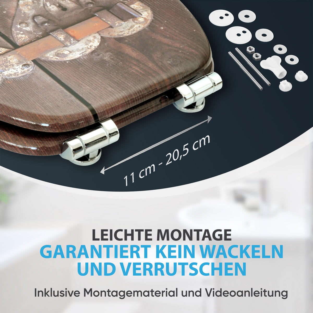 WC-SITZ mit Absenkautomatik Türschloss - Braun, Holzwerkstoff (38/6/47cm) - Sanilo