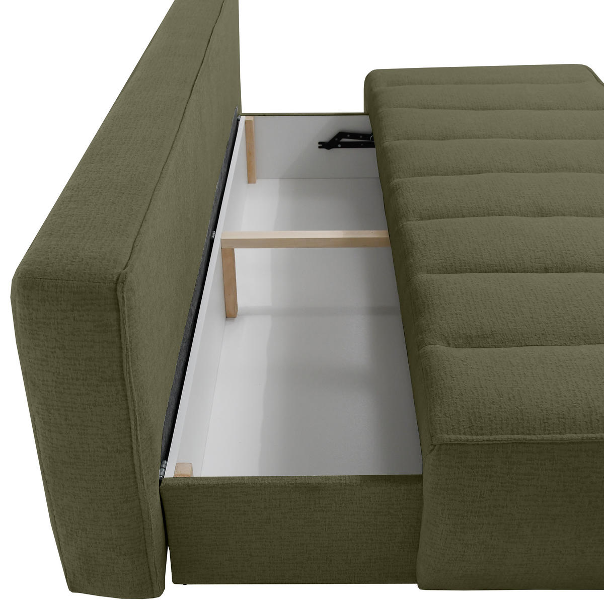 SCHLAFOSOFA Doris mit Schlaffunktion und Bettkasten, DL-System, Grün - Grün, Textil (210/88/100cm) - Beautysofa