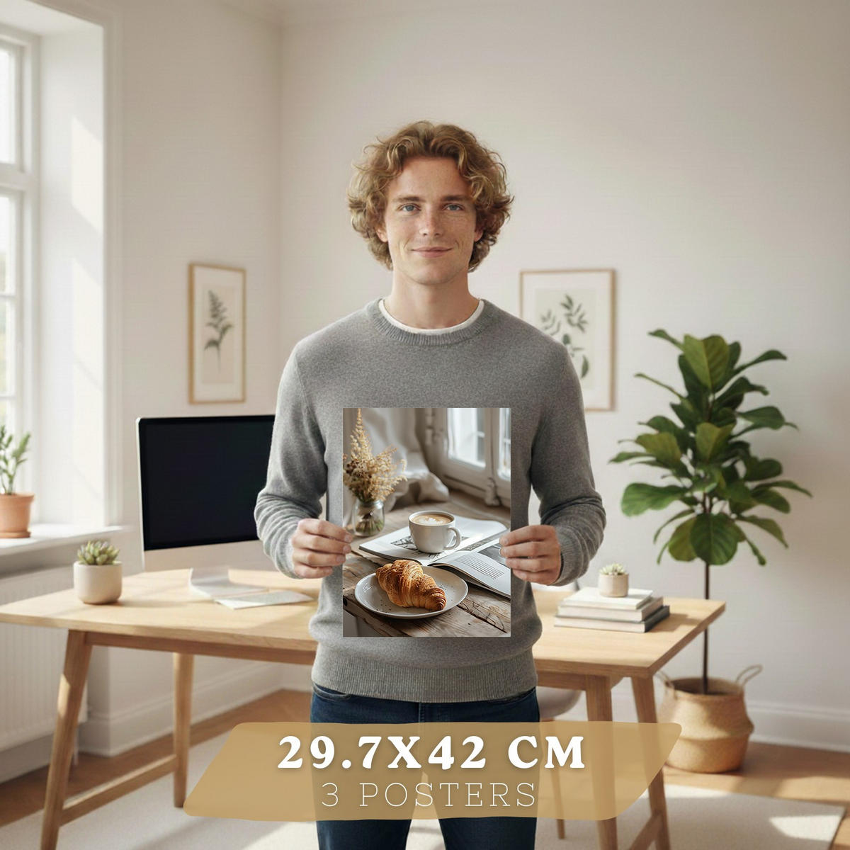 PLAKAT Sada 3 Snídaně A3 Bílý rám - bílá, papír (29.7/1/42cm) - Nacnic