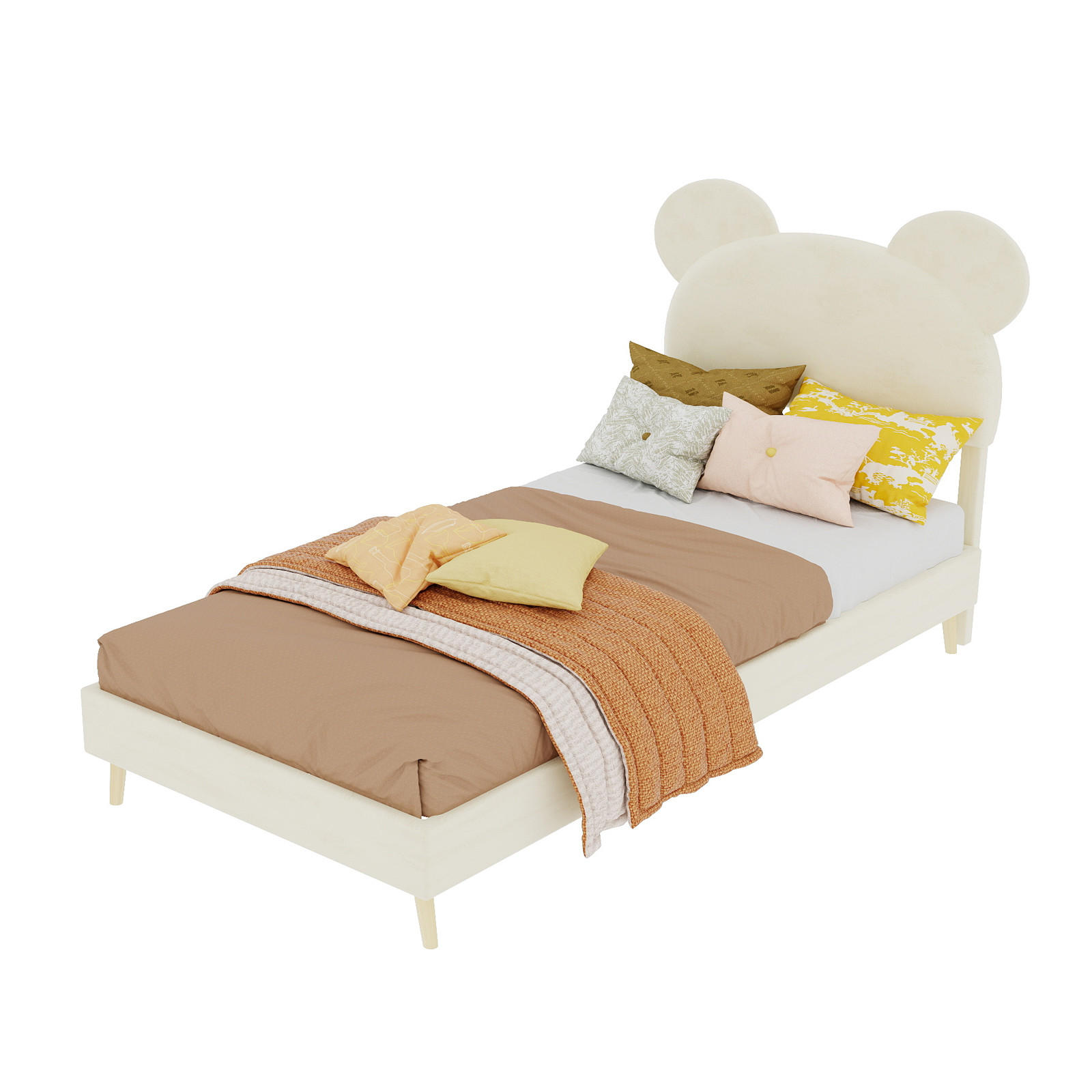 KINDERBETT mit Bettkasten 90x200 cm Stoff Beige - Beige, Holz (90/200cm) - Meubliv