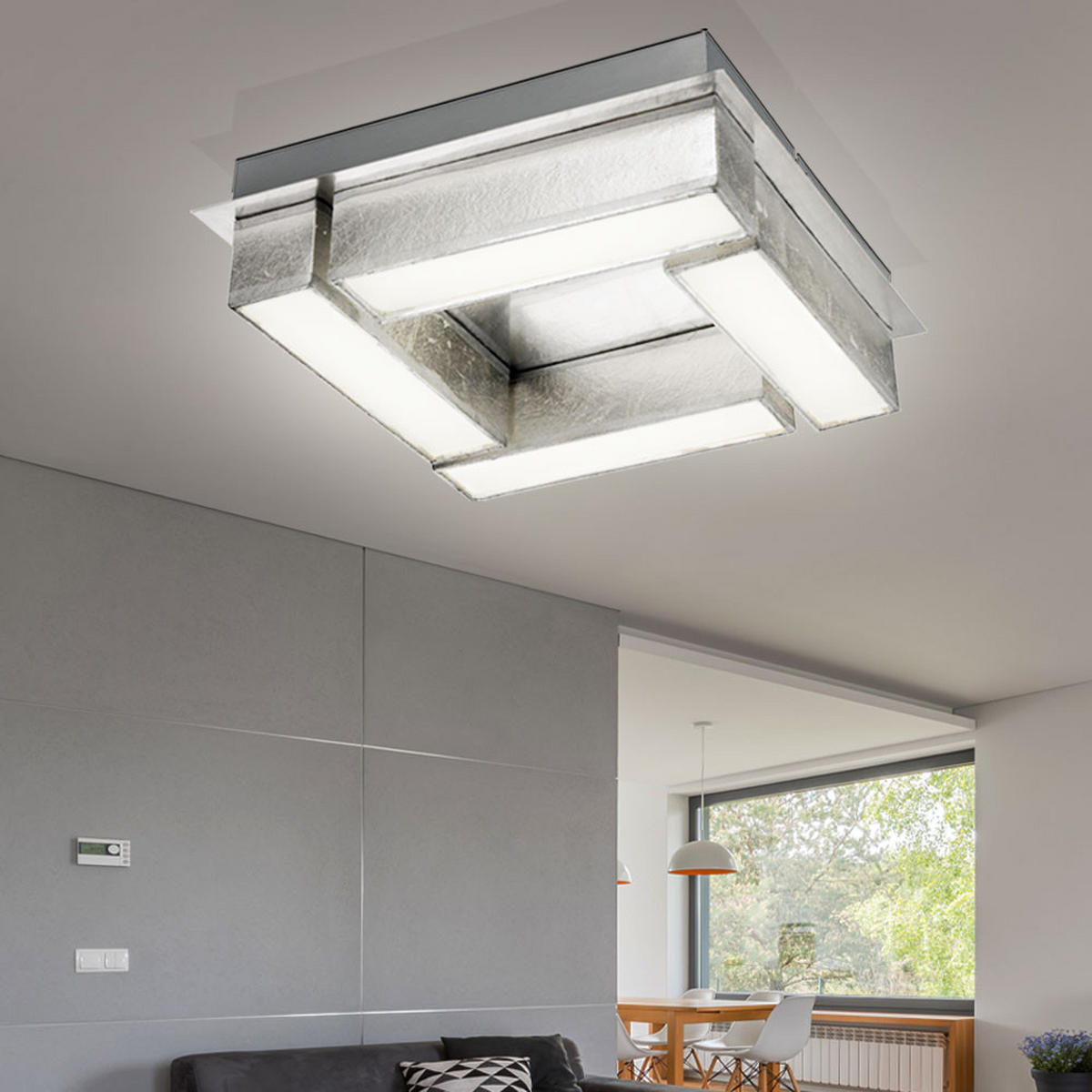 LED DECKENLEUCHTE AMY I Metall Silber - Silberfarben, Metall (30/30/8.5cm) - Globo Lighting