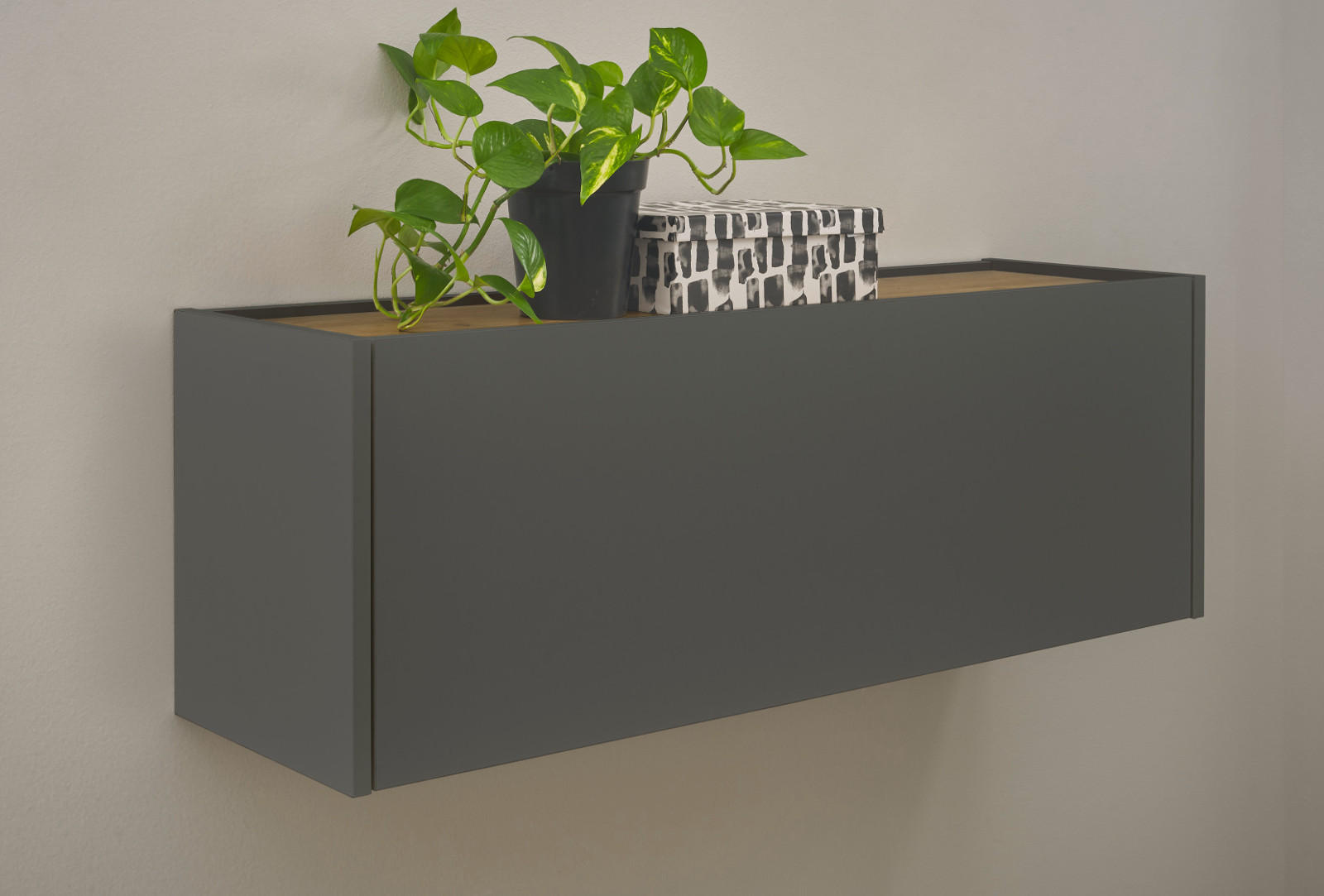HÄNGEELEMENT grau matt, Eiche Wotan 100 cm, Hängeschrank für Homeoffice und Büro - Eiche Wotan/Grau, Holzwerkstoff (100/35/30cm) - Furn.Design