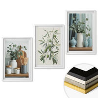 WANDBILDER 3er-Set - 40x60 cm Weißer Rahmen - Grüne Oliven, Eukalyptus - Weiß, Kunststoff (40/60cm) - ArtPrintCave