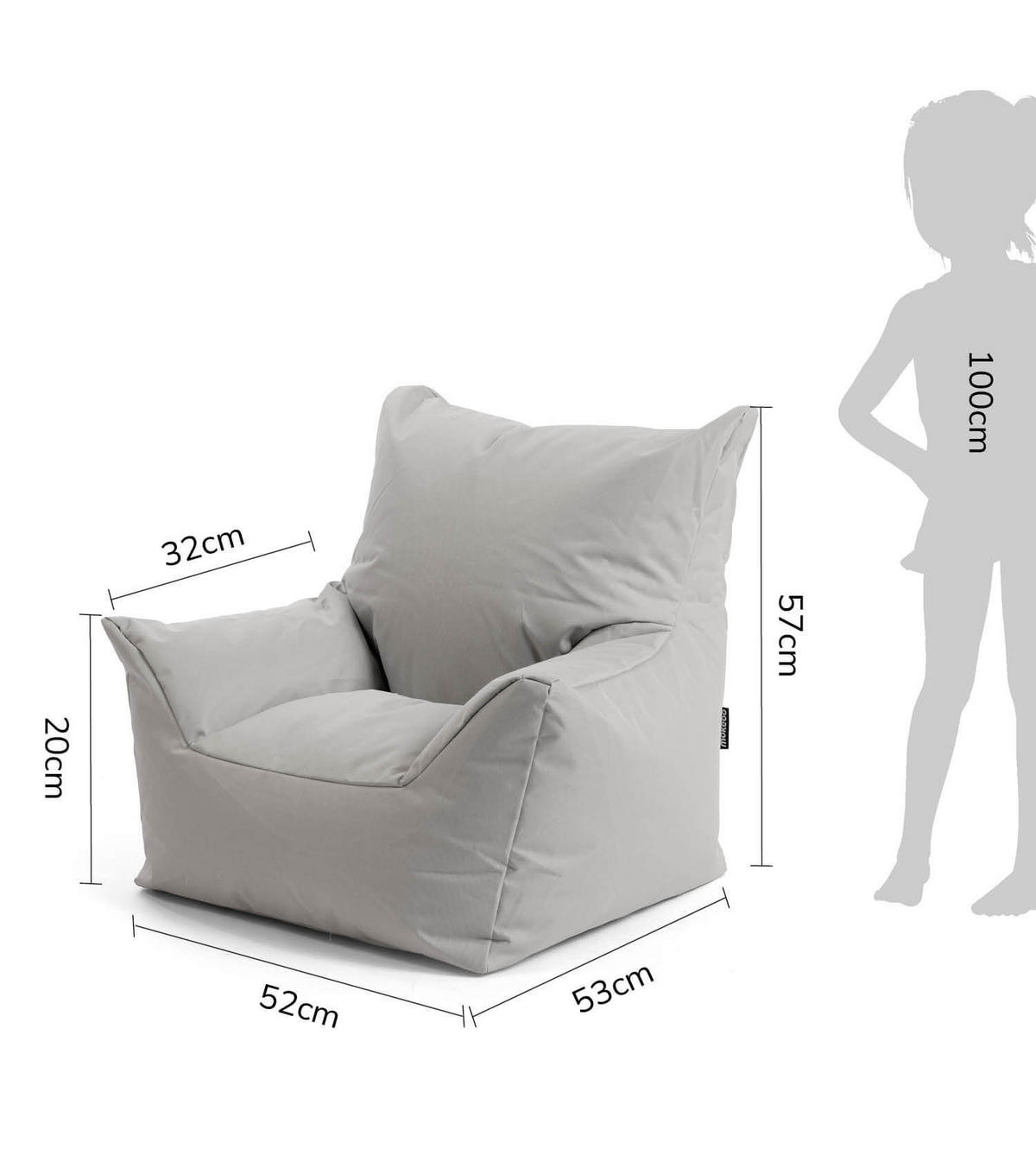 OOUTDOOR-KINDER-SITZSACK Der Gartenzwerg - Grau, Textil (52/57/53cm) - Mokebo