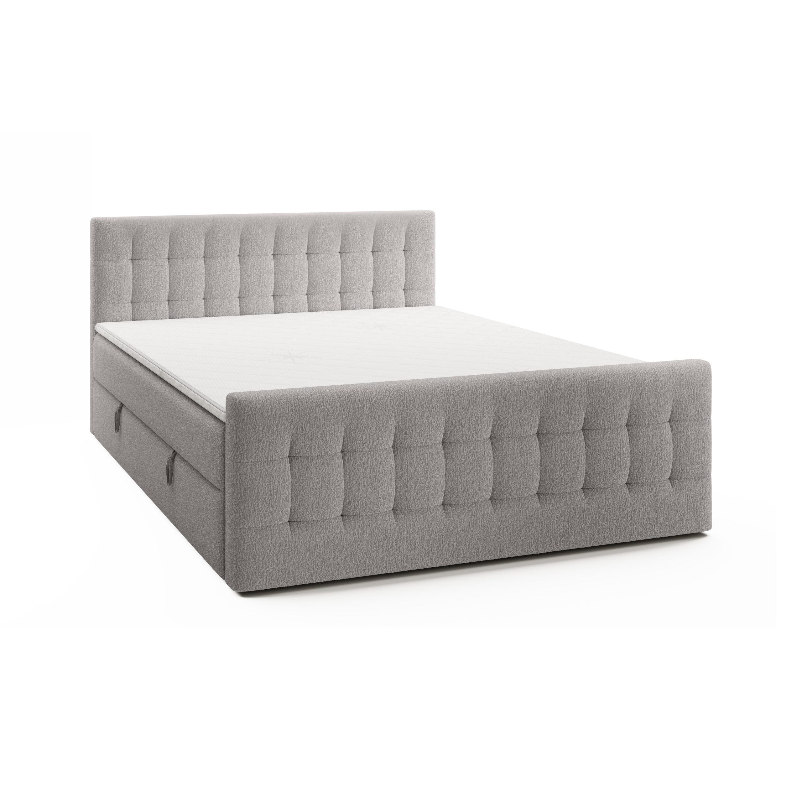 DOPPELBETT Yazo Royal 140x200 cm, Hellgrau - Hellgrau, Textil (140/200cm) - Fedve