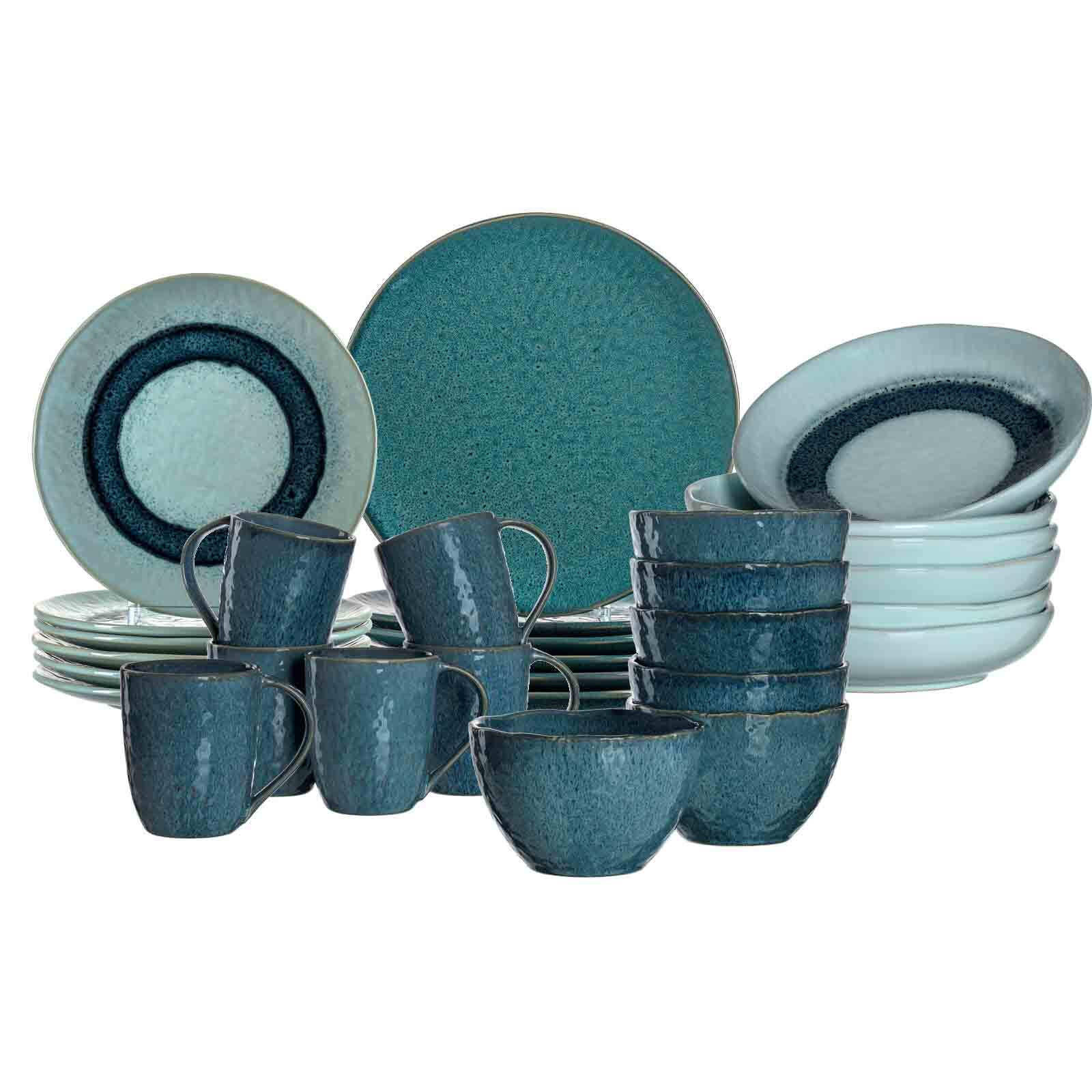 TAFELSERVICE Matera Blau 30er Set - Blau, Keramik (1/1/1cm) - Leonardo Living