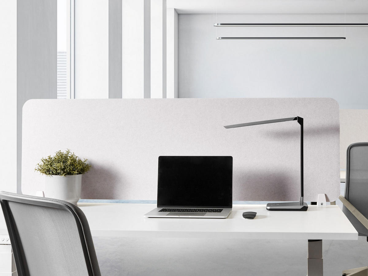 SCHREIBTISCHTRENNWAND Cremeweiß 160x1x50 Split - Creme, Kunststoff (1/160/50cm) - Beliani