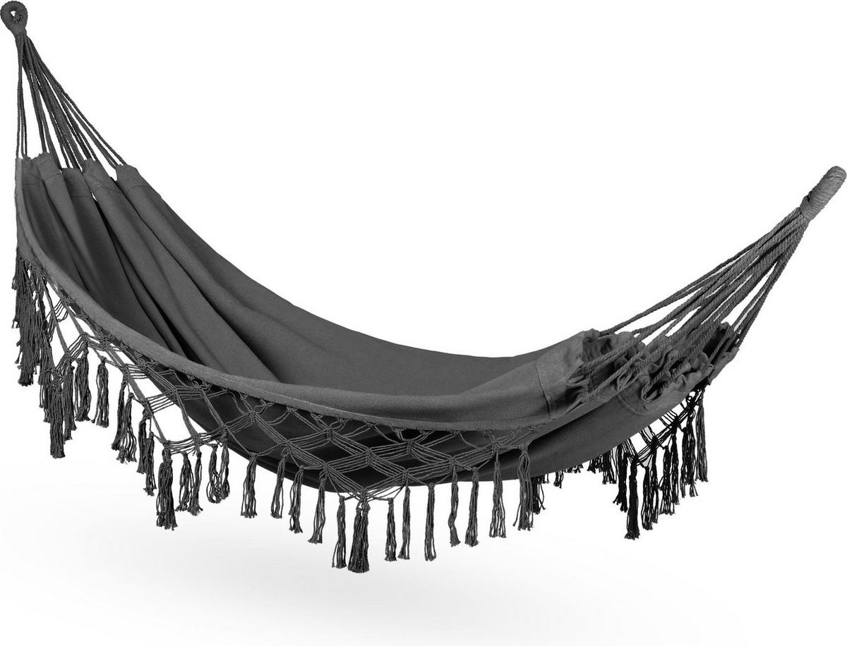 HÄNGEMATTE 200/150 cm, bis 200 kg - Dunkelgrau, Textil (150/1/200cm) - Outtec