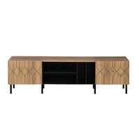 TV-RACK 180x40x50cm Lowboard für 70-Zoll Fernseher Naturfarbenholz-Schwarz - Schwarz, Holz (49/16/64.01cm) - Raelunyi