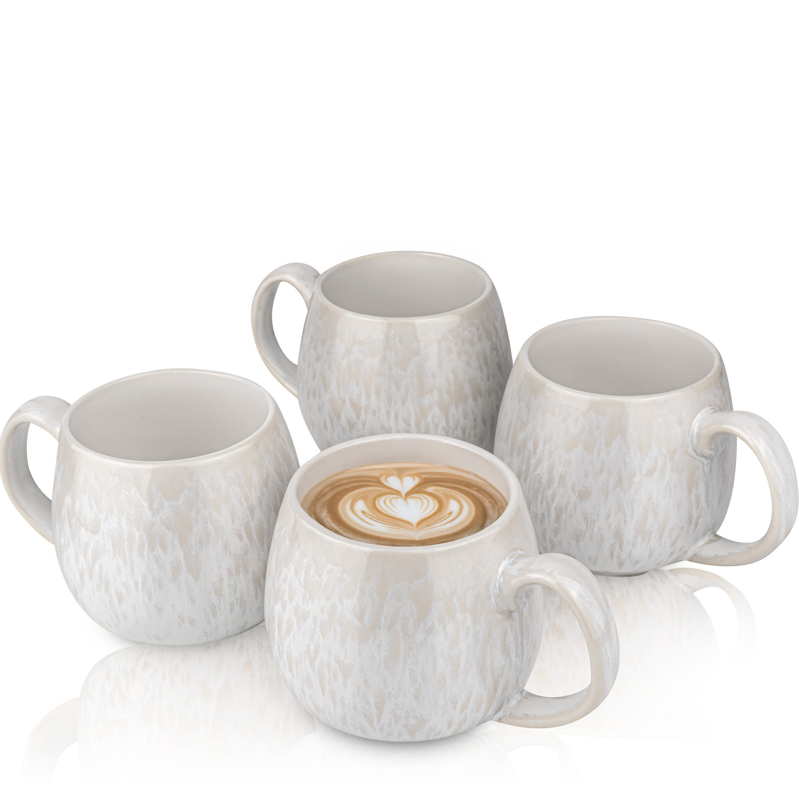 CAPPUCCINOBECHER SET KORFU - 4 teilig aus Steingut - Creme, Keramik (8.5/9.5/8.5cm) - Sänger