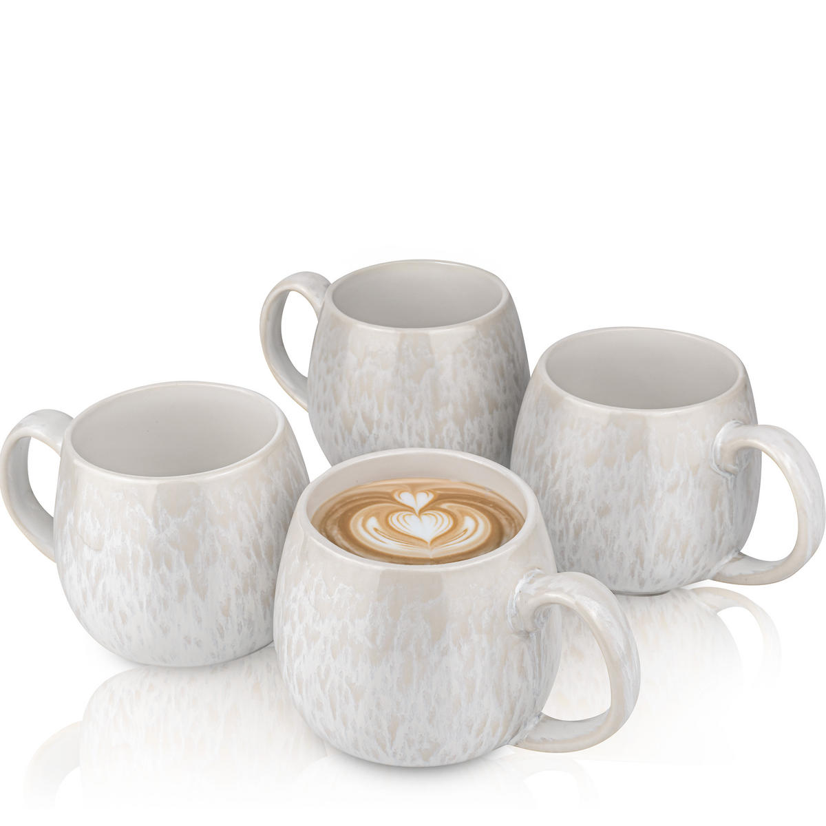CAPPUCCINOBECHER SET KORFU - 4 teilig aus Steingut - Creme, Keramik (8.5/9.5/8.5cm) - Sänger
