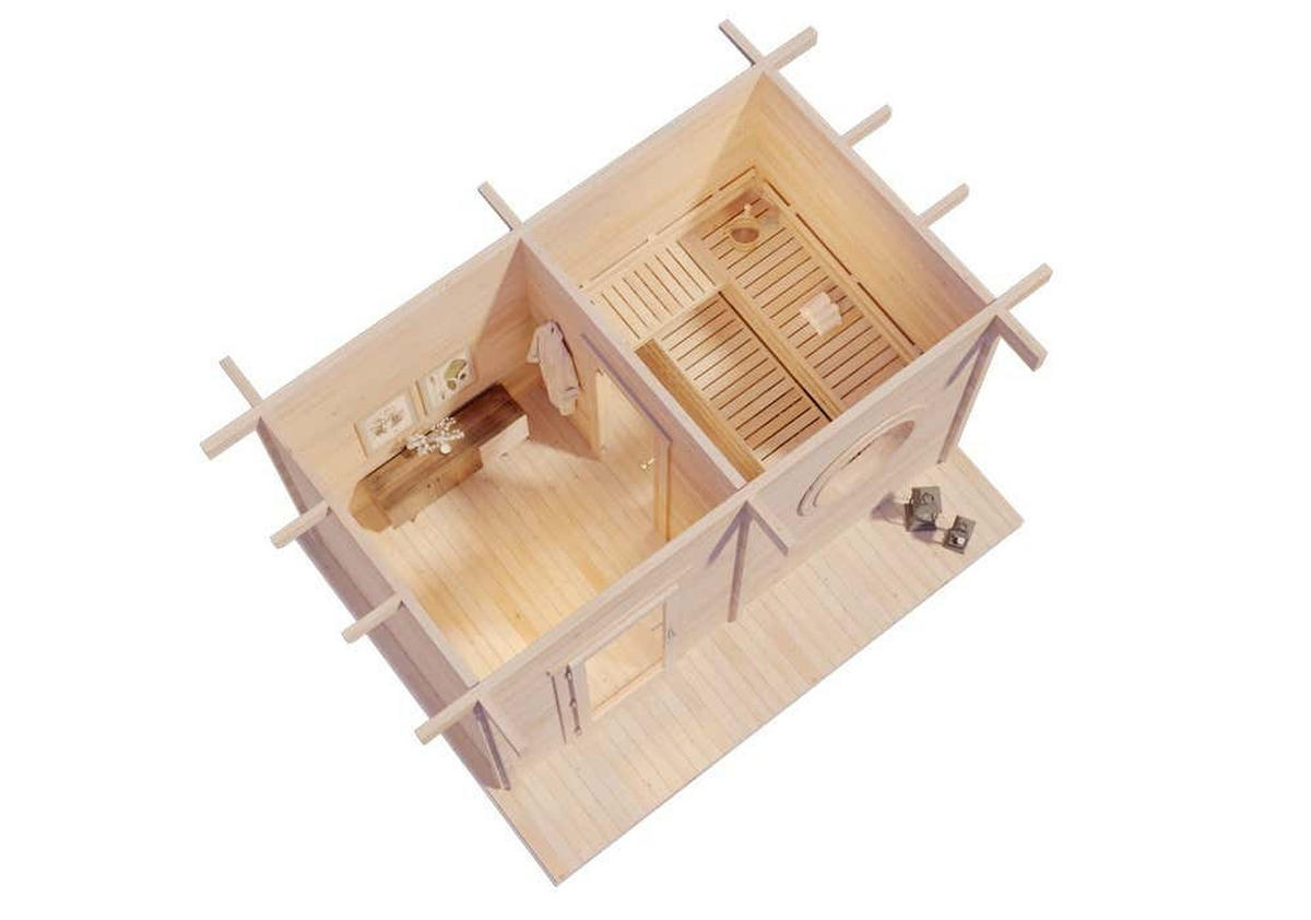 GARTENSAUNA Holz Cubus Optima - Naturfarben, Holz (479/257/312cm) - FinnTherm