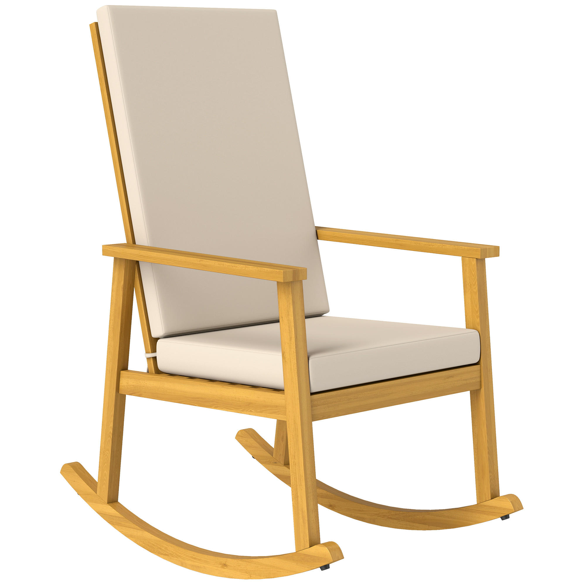 SCHAUKELSTUHL DE-07060 hohe Rückenlehne, inkl. Kissen, Beige - Beige, Holz (60/107/89cm) - ComfortXL