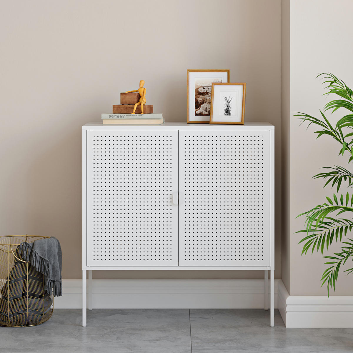 SIDEBOARD Castelli - Weiß, Metall (80/82.5/40cm) - [en.casa]