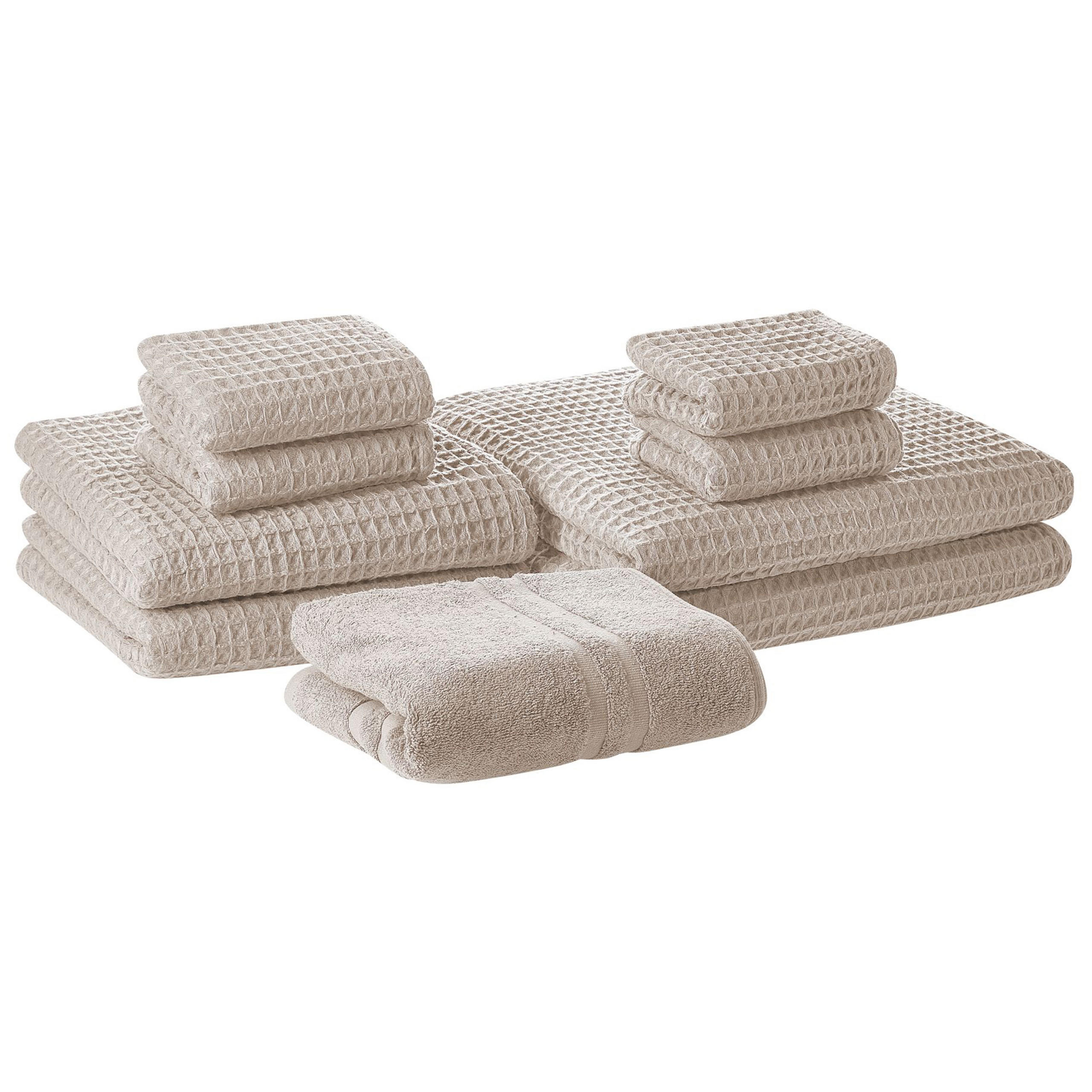 BADEHANDTUCH 9-teilig Beige Areora - Beige, Textil (140/70cm) - Beliani