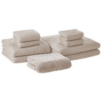 BADEHANDTUCH 9-teilig Beige Areora - Beige, Textil (140/70cm) - Beliani
