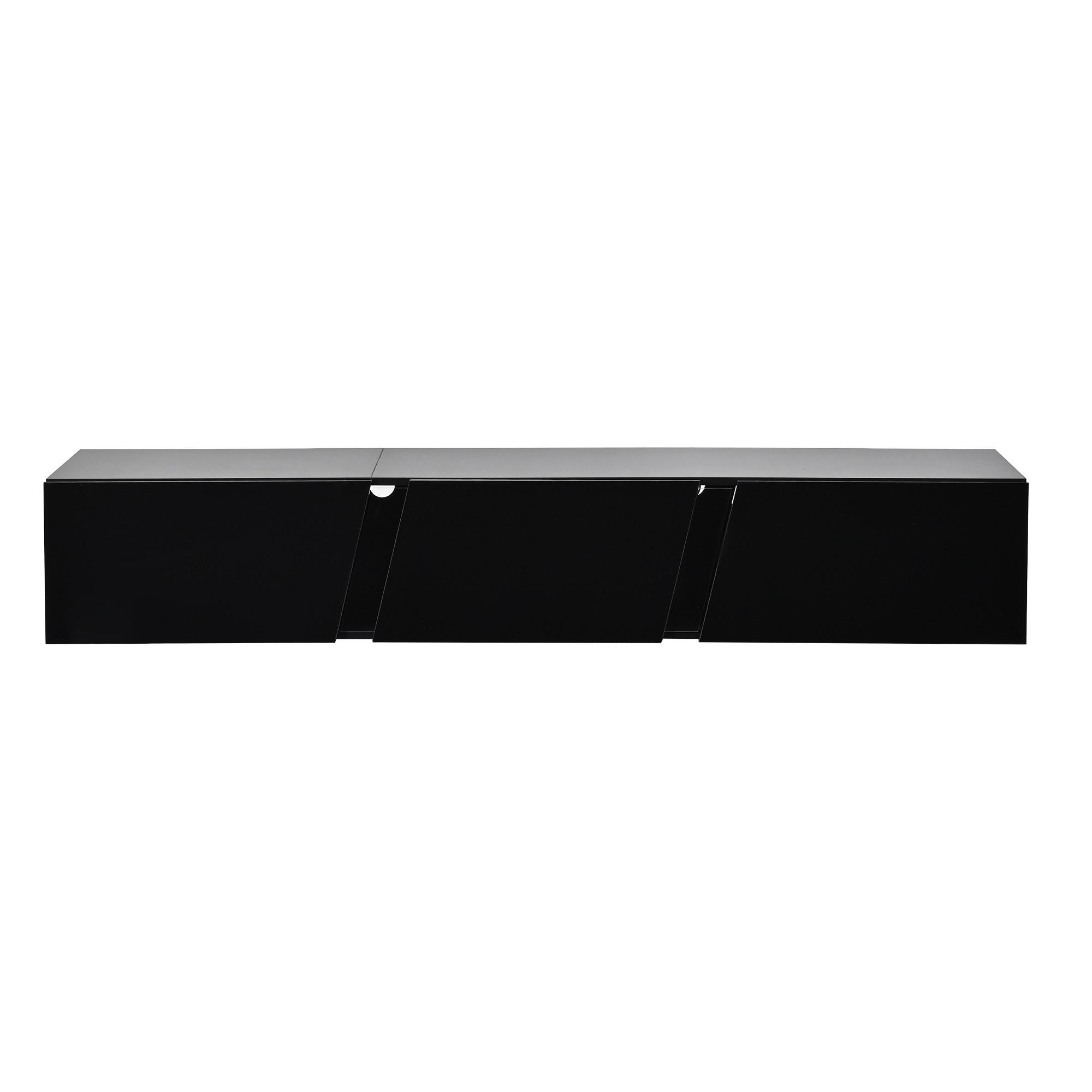 TV-SCHRANK 180/35/30 cm Schwarz Hochglanz mit LED und 3 Türen - Schwarz, Holzwerkstoff (180/30/35cm) - Oxeza
