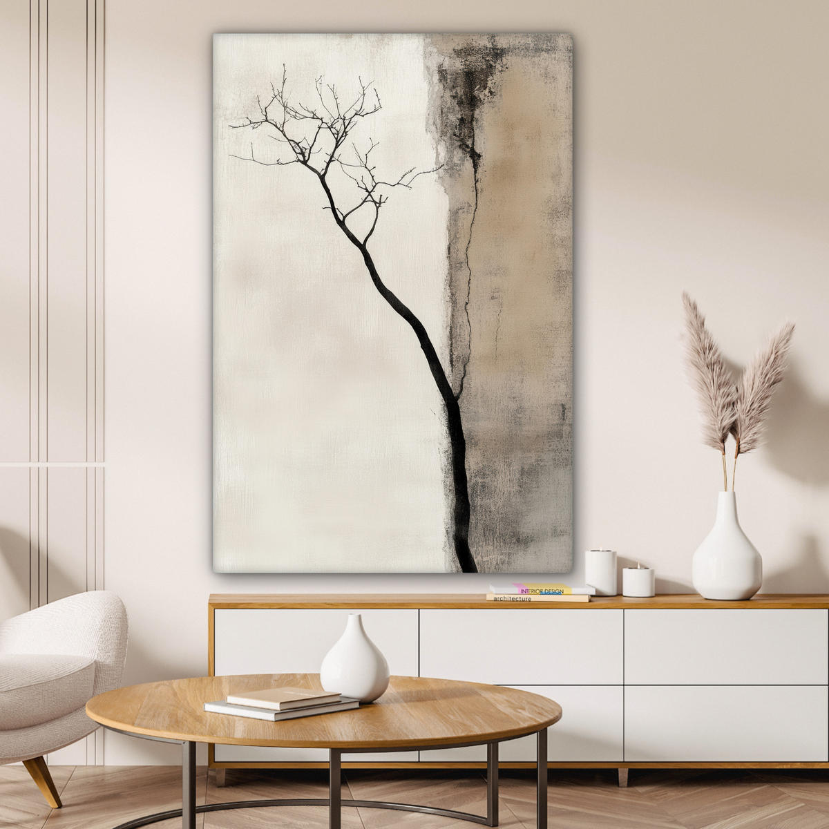 LEINWANDBILD Wabi sabi - Pflanze - Beige 80x120 cm - Taupe, Textil (80/120cm) - MuchoWow