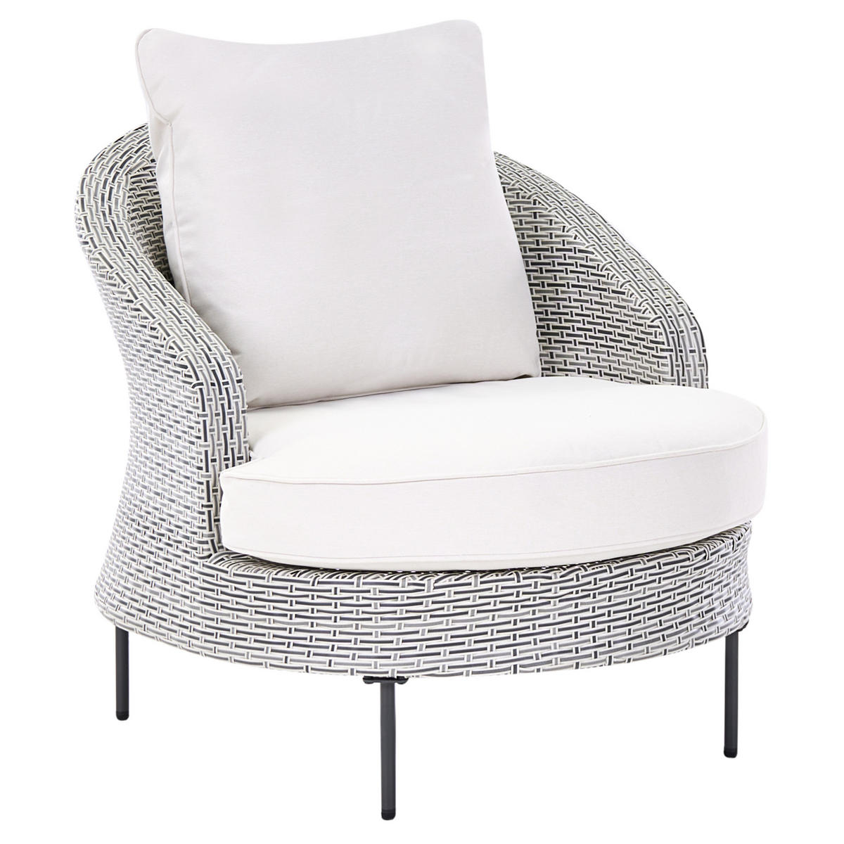GARTENSESSEL mit Ottomane Polyrattan Grau Arcille - Grau, Kunststoff (80/80/93cm) - Beliani