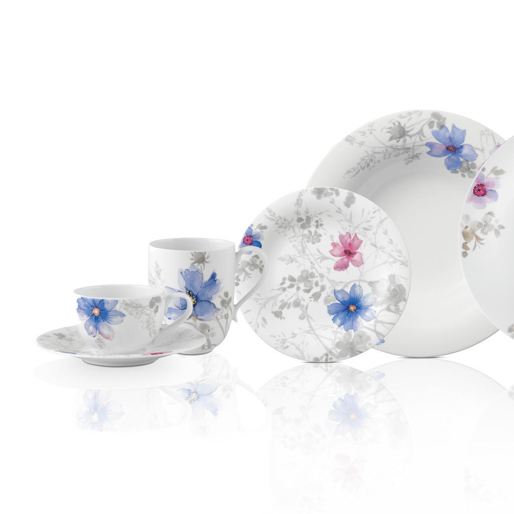 KAFFEESERVICE Mariefleur Gris Basic bunt 18er Set - Multicolor, Keramik (1/1/1cm) - Villeroy & Boch