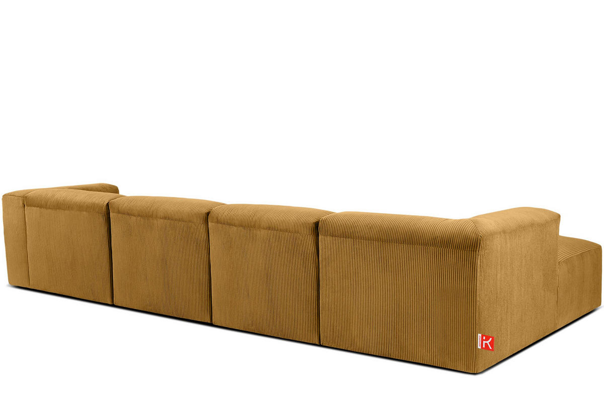 ECKMODULSOFA-LINKS BUFFO 6-Sitzer mit extrem weicher Sitzfläche, Kordstoff, gelb - Gelb, Textil (377/180cm) - KONSIMO®