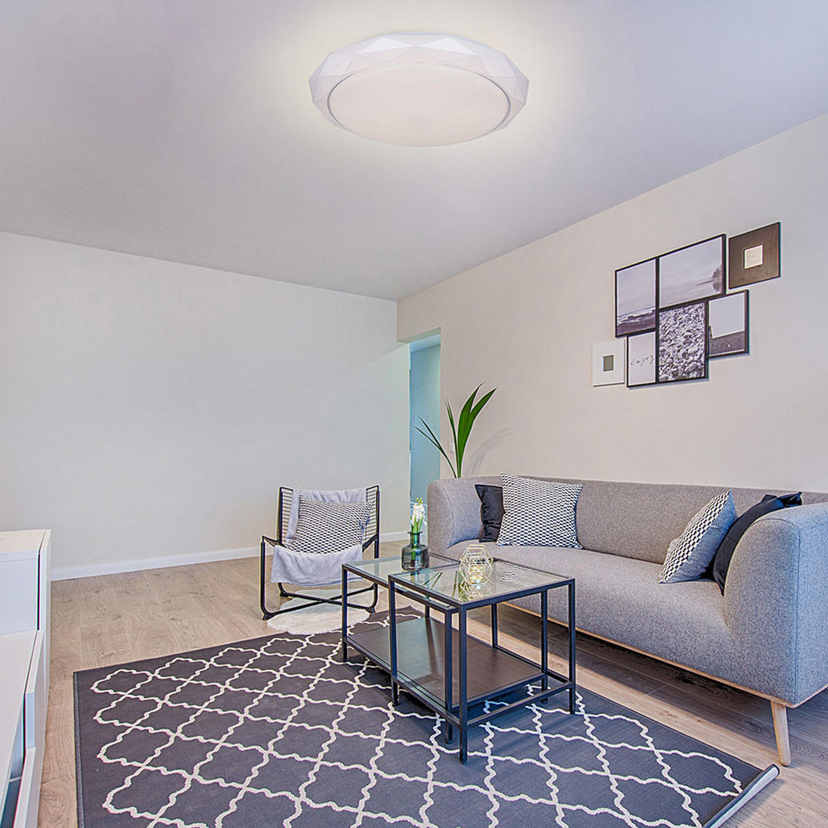 LED DECKENLEUCHTE Metall Weiß - Weiß, Metall (50/50/9cm) - Globo Lighting