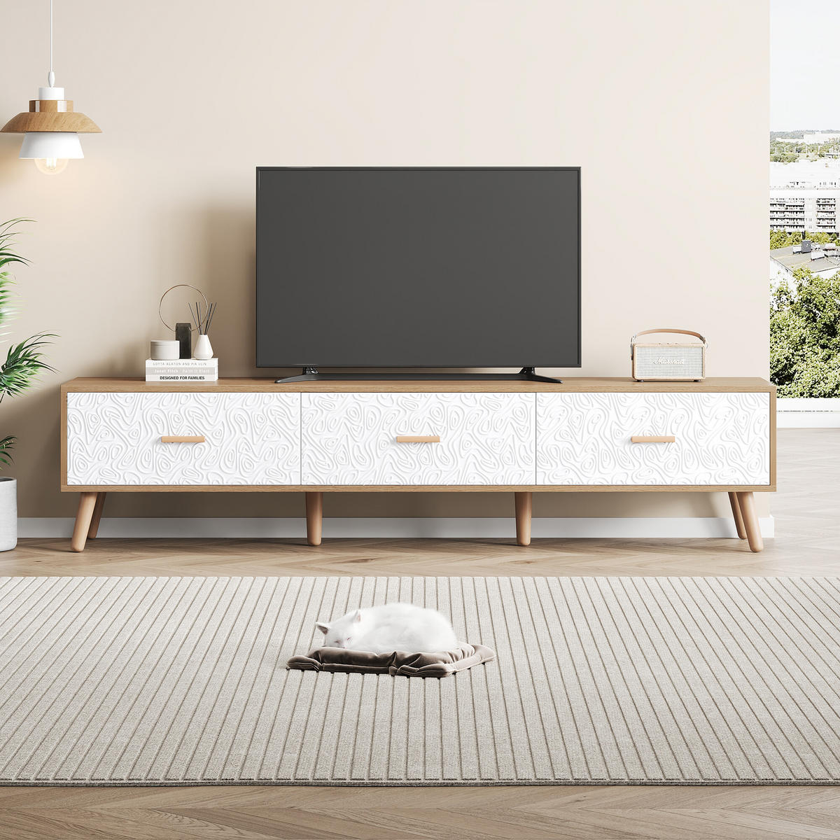 TV-MÖBEL Heller Holzoptik 150/35/39 cm - Braun, Holzwerkstoff (35/39/150cm) - Urban Meuble