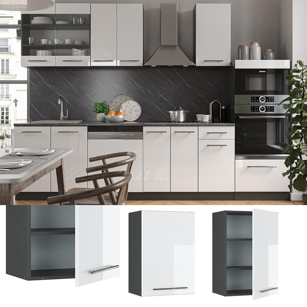 HÄNGESCHRANK Fame-Line Weiß Hochglanz 50 cm - Weiß Hochglanz/Anthrazit, Holzwerkstoff (50/72/34.1cm) - Vicco