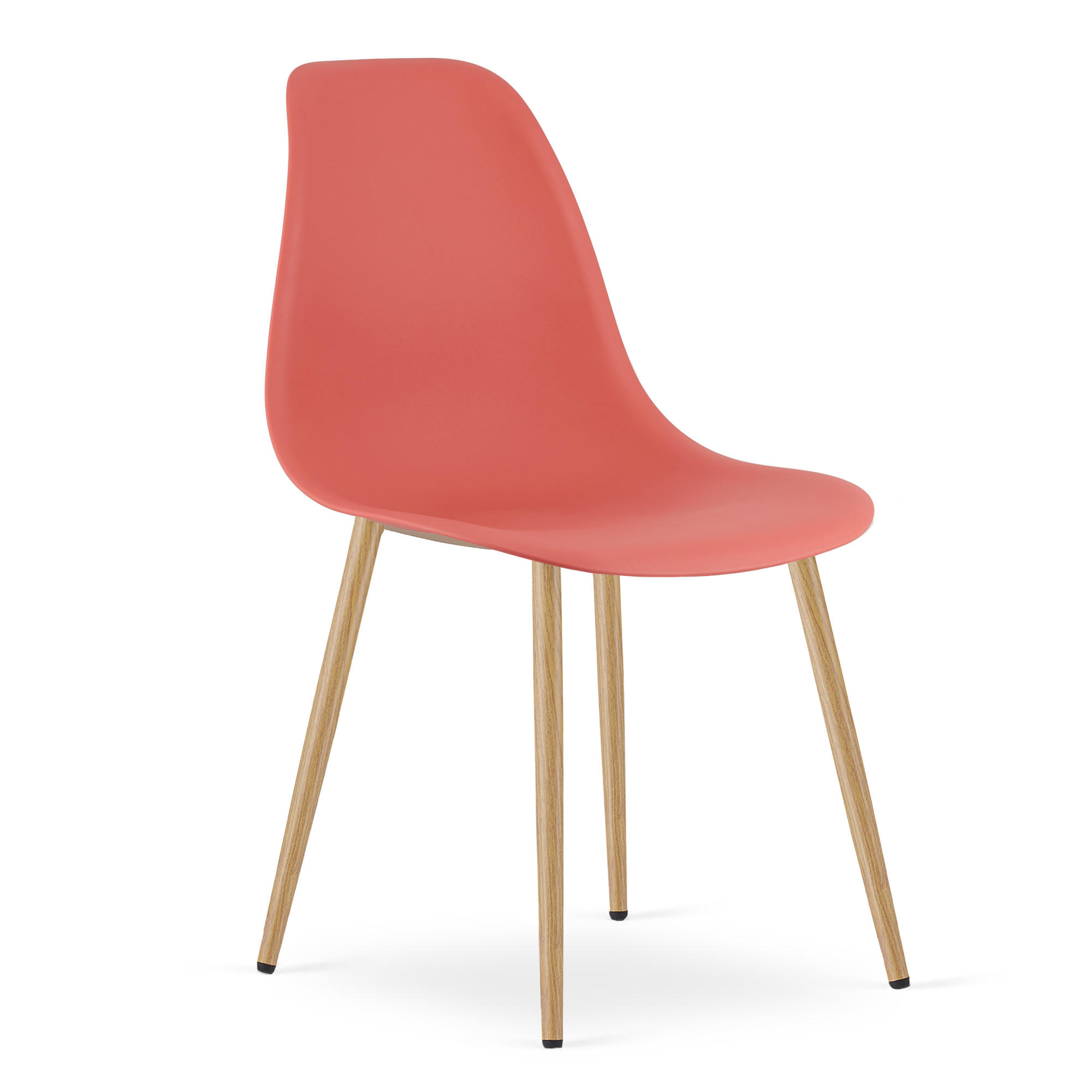 ESSZIMMERSTUHL KALEO Zinnoberroter Sitz, natürliche Beine - Rot/Naturfarben, Kunststoff (46/84/51cm) - Valora