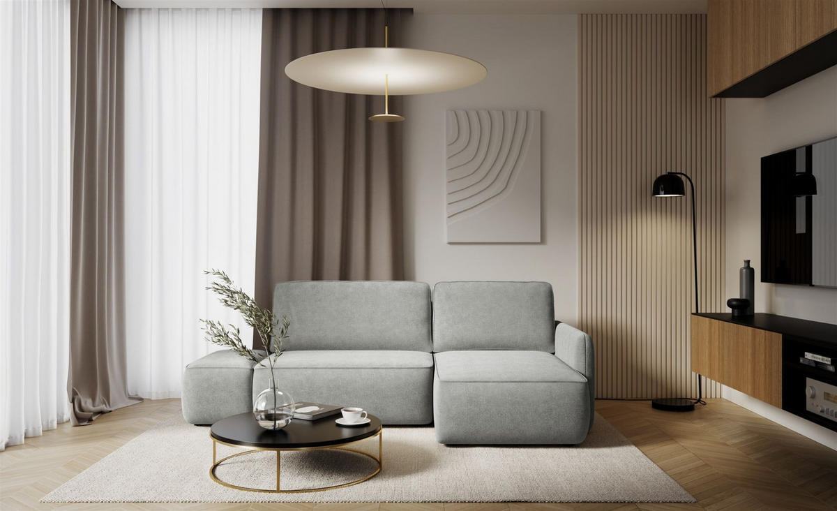 ECKSOFA Luka Mit Schlaffunktion - Hellgrau, Holzwerkstoff/Textil (148/229cm) - Fun Möbel