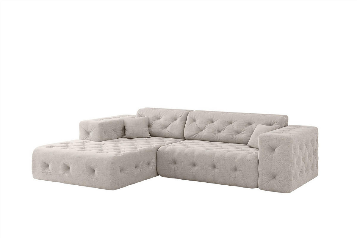 ECKSOFA Chantal In Moly - Creme, Holzwerkstoff/Textil (266/171cm) - Fun Möbel