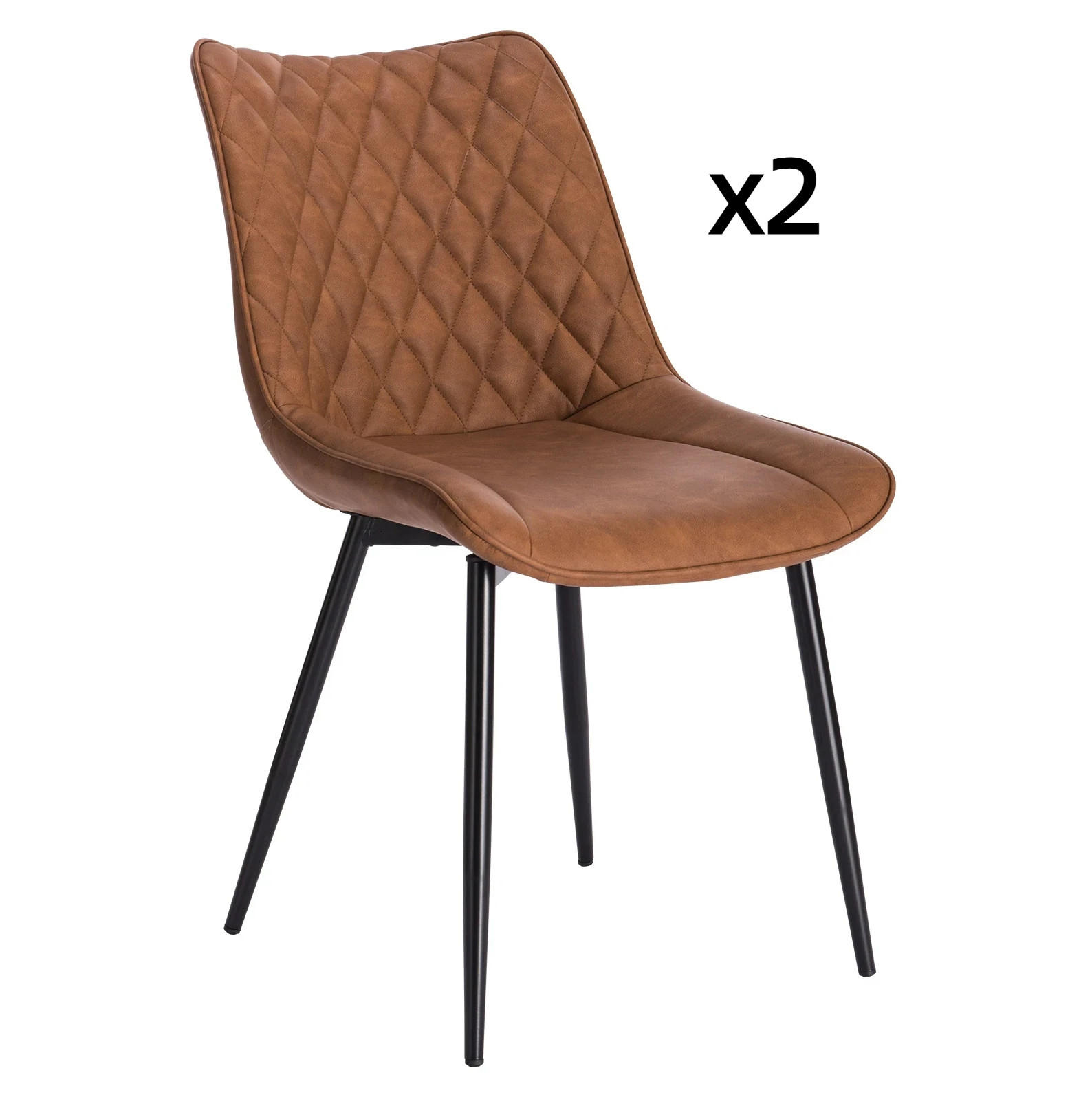 ESSSTUHL 2er-Set Kunstleder Hellbraun mit Metallbeinen - Hellbraun, Metall (40.5/85.5/46cm) - Meubliv