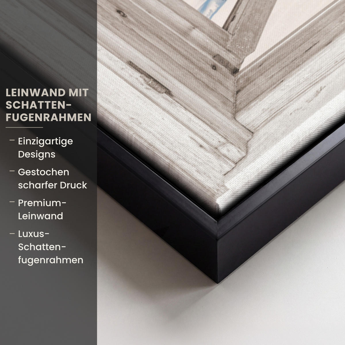 LEINWAND Bilder mit Rahmen - Winterlandschaft - Hütte - Berge - Ausblicke - Aussicht - Natur - 100x70 - Weiß Hochglanz, Textil (100/70cm) - MuchoWow