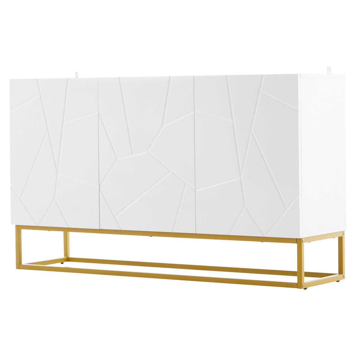 SIDEBOARD Weiß, Gold 130/35/76 cm - Weiß, Holzwerkstoff (130/76/35cm) - PANGIVO