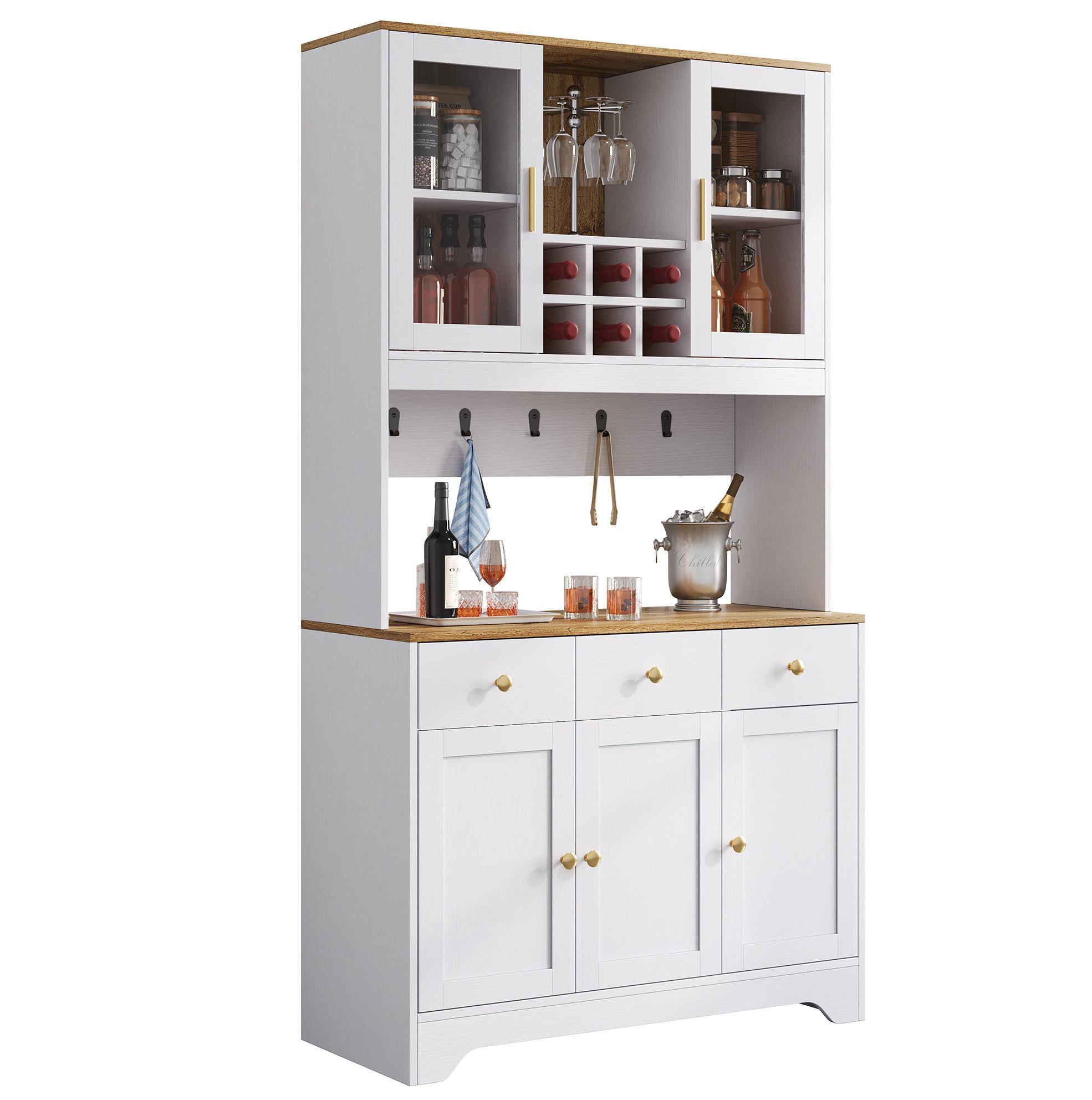 HIGHBOARD 94,5/175,5/30 cm Weiß aus MDF mit Soft-Clamp-Scharnieren - Weiß, Holzwerkstoff (30/175.5/94.5cm) - OKMYHOME