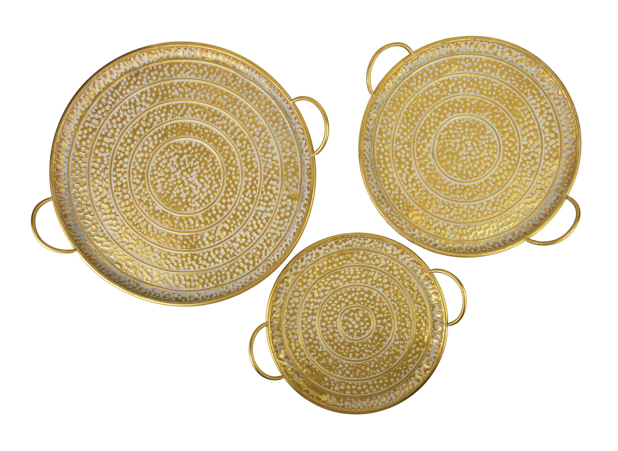 TABLETT Marina 3er Set goldenfarben 50/50/2 cm Metall - Goldfarben, Metall (2cm) - Mondex