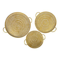 TABLETT Marina 3er Set goldenfarben 50/50/2 cm Metall - Goldfarben, Metall (2cm) - Mondex