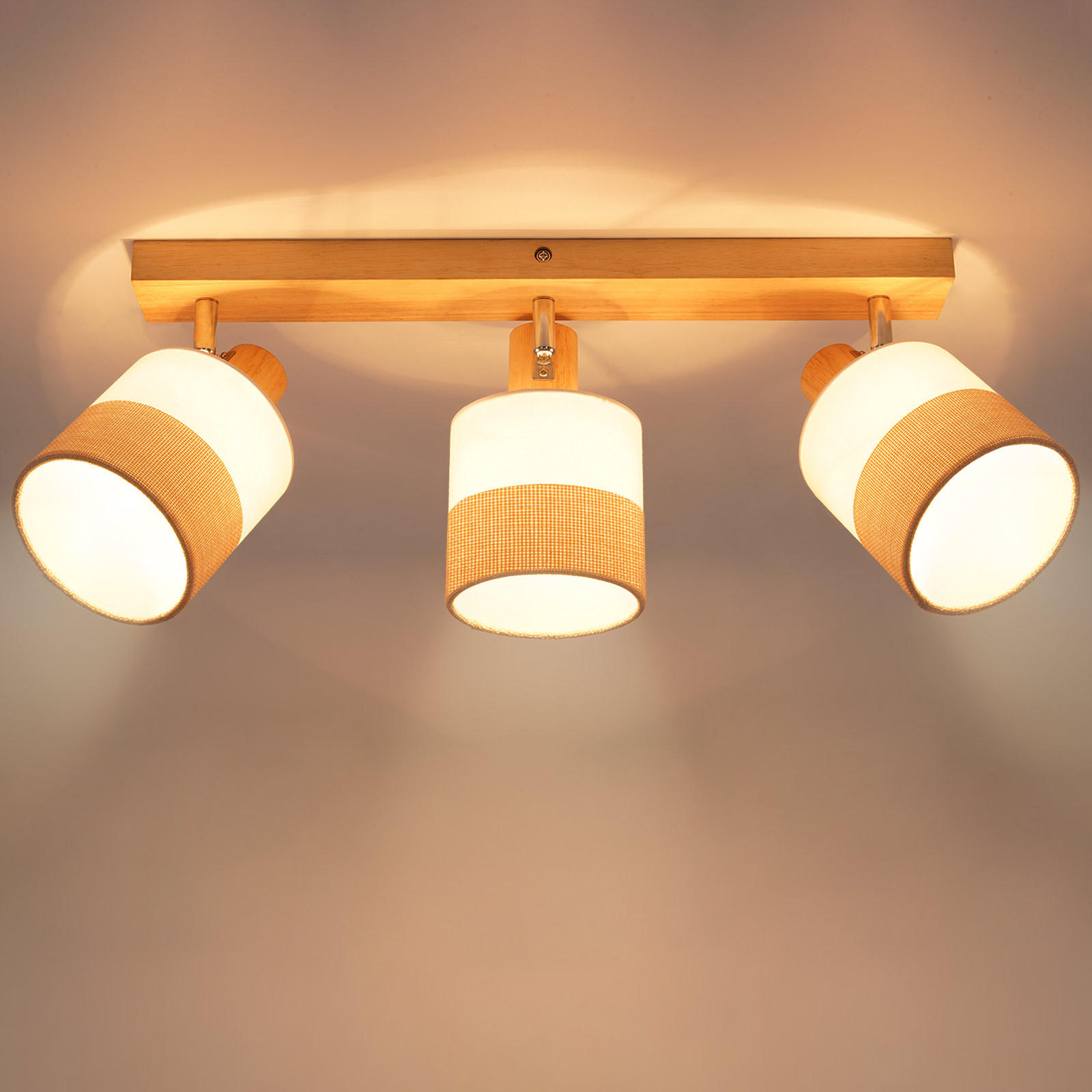 DECKENSTRAHLER Rikoh 16/13/48 cm - Beige, Holz (48/16/13cm) - ZMH