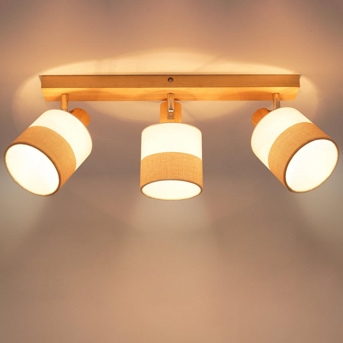 DECKENSTRAHLER Rikoh 16/13/48 cm - Beige, Holz (48/16/13cm) - ZMH