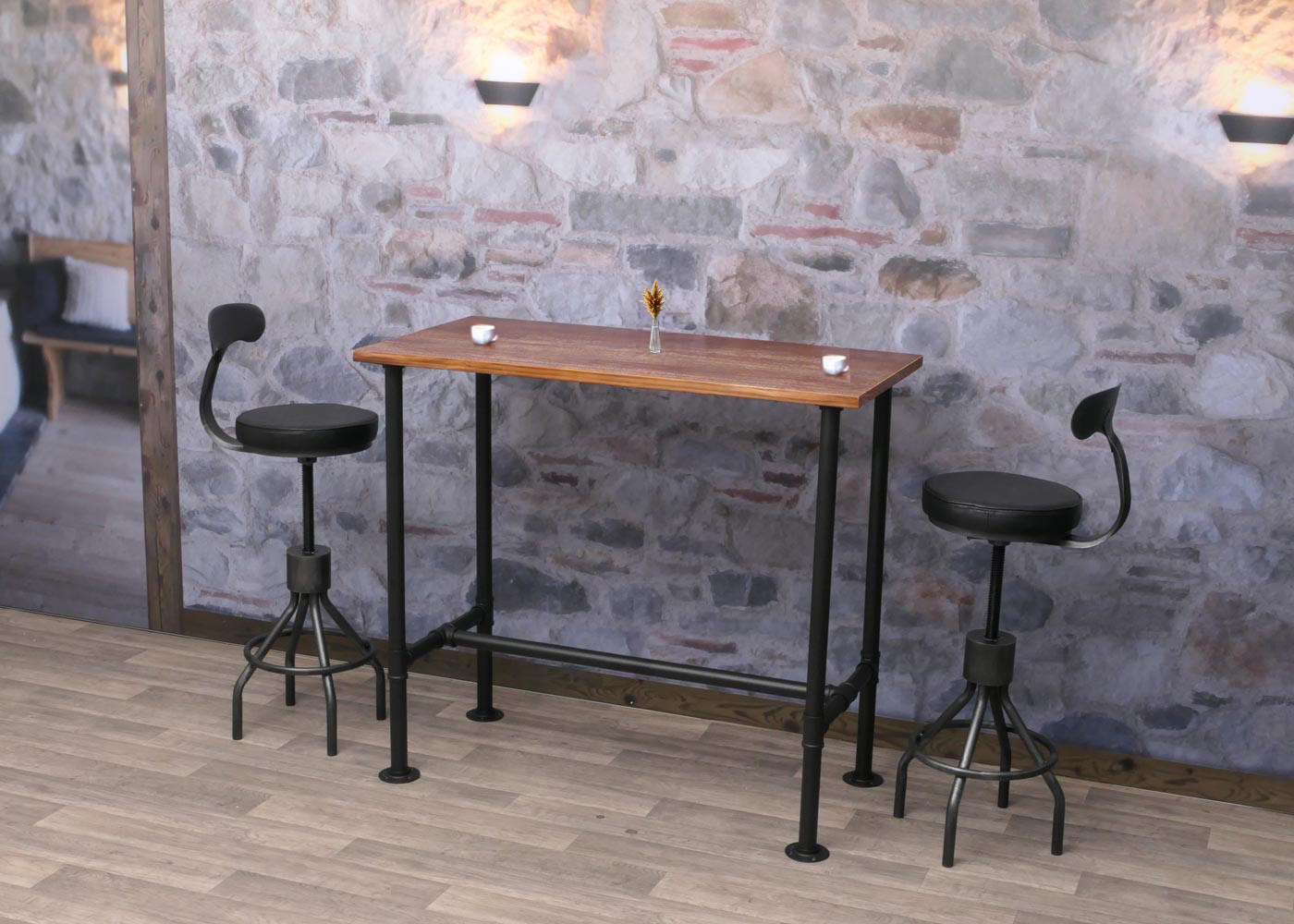 BARTISCH eckig Schwarz, Braun - Schwarz/Braun, Holz (120/108/61cm) - MCW
