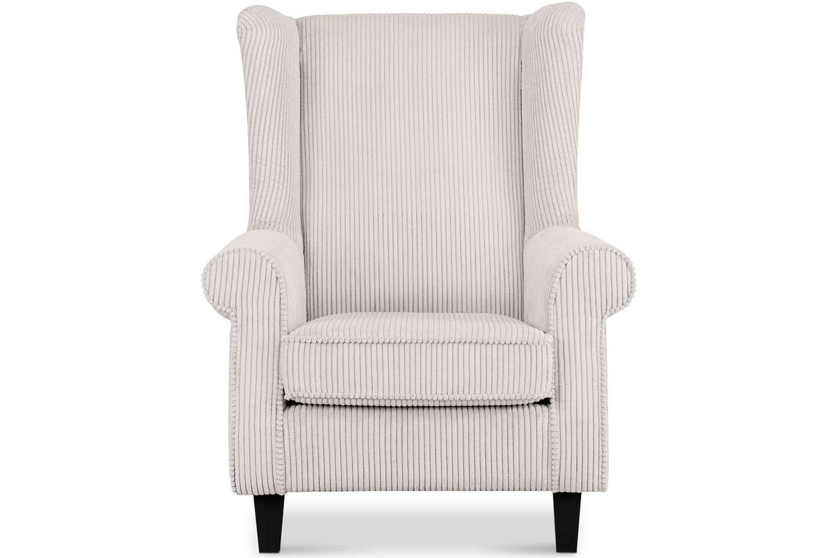 OHRENSESSEL MILES Kord-Bezug Petfriendly, beige - Beige/Creme, Holzwerkstoff/Buchenholz (82/105/97cm) - KONSIMO®
