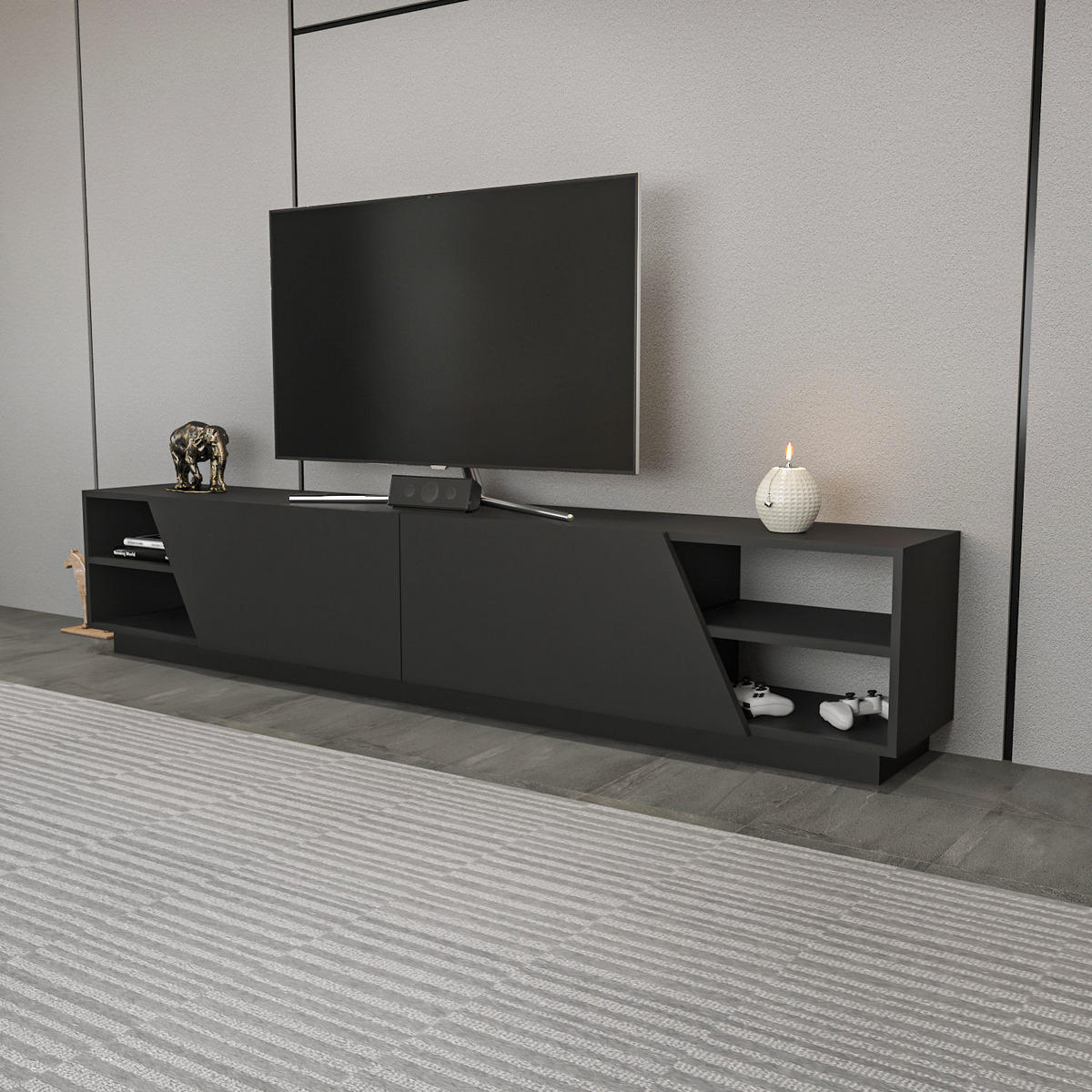 TV-MÖBEL rhodes - Grau, Holz (37/47/240cm) - Habitat Garten